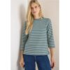 Cecil / Gestreiftes Strukturshirt – jewel green / Grün / 42% Polyester/40% Baumwolle/14% Viskose/4% Elasthan / M XL L S XS XXL