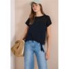 Cecil / T-Shirt mit Boatneck und Mesh-Einsatz – universal blue / Blau / 50% Baumwolle/50% Modal / XL S M L XS