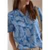 Cecil / T-Shirt mit Split Neck und Print – ethereal blue / Blau / 100% Baumwolle / XXL XL XS S M