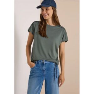 Cecil / T-Shirt mit Boat Neck und Leo-Piping – dried olive green / Grün / 50% Modal/50% Organic Cotton / XS S L XL XXL M