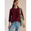 Cecil / 3/4-Arm Shirt mit Rundhals und Wording – red wine / Rot / 50% Baumwolle/50% Modal / M L XS XXL S XL