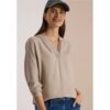 Cecil / Langarm Tunika mit Split Neck und Tape – creamy mocha melange / Braun / 100% Viskose / S M XS XXL L XL