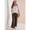 Cecil / 7/8 High Waist Wide Leg Hose im Loose Fit – brown cacao / Braun / 66% Baumwolle/30% Polyester/4% Elasthan / L S M XXL XL XS