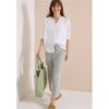 Cecil / 7/8 Wide Leg Hose in Seersuckerqualität – khaki / Grün / 75% Baumwolle/25% Modal / XL S XS XXL XXXL