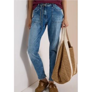 Cecil / Mid Waist Slim Leg Jeans im Casual Fit – light blue wash / Blau / 83% Baumwolle/15% Recycled Polyester/2% Elasthan / 28 27 25 31 29 26 28 30 33 25 34 33 36 26 29 32 27 30 32 31 34 36