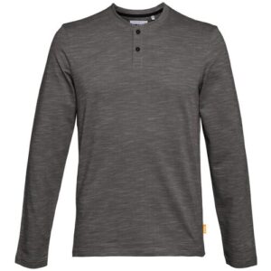 STIHL Langarmshirt HENLEY Gr. M, grün, meliert, Knopfleiste, Herren