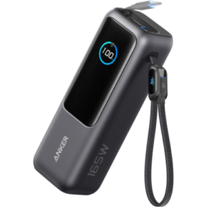 Anker Powerbank (25K, 165W, Integriertes + einziehbares Kabel) Silber