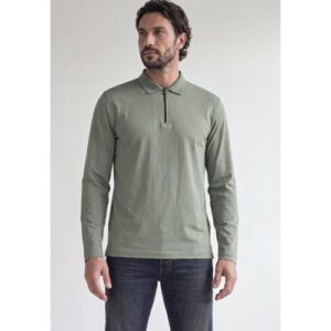 Poloshirt STREET ONE MEN, Herren, Gr. 3XL, grün (willow grün), Web, 100% Baumwolle, unifarben, normal normal, hoch geschlossener Ausschnitt, abgesteppt, Shirts, mit Zipper