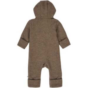 Müsli Wollfleece-Overall mit Klappfuß und Kapuze mit Ohren braun 56