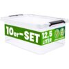 Deuba® Aufbewahrungsbox 10er-Set 39x29x17cm 12,5L transparent stapelbar BPA-frei