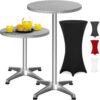 Casaria® Stehtisch Silber 115x60cm + Stehtischhusse Schwarz Ø60cm