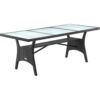 Casaria® Polyrattan Gartentisch Takeo Schwarz 190x90x74cm Glas