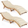 Casaria® Faltbare Gartenliege 2er-Set Akazie FSC®-zertifiziert inkl Auflage Creme