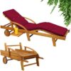 Casaria® Gartenliege Tami Sun® Akazie inkl Auflage Rot