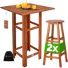 Casaria® Stehtisch mit 2 Barhocker Set 3-tlg Akazienholz