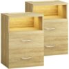 Casaria® Nachttisch Jamie 2er-Set Eiche 55x40x28cm