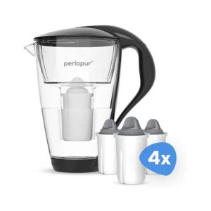 PearlCo GmbH Glas-Wasserfilter inkl. 12 Filterkartuschen schwarz