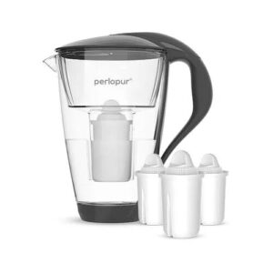 PearlCo GmbH Glas-Wasserfilter inkl. 3 Filterkartuschen anthrazit
