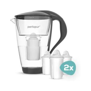 PearlCo GmbH Glas-Wasserfilter inkl. 6 Filterkartuschen anthrazit