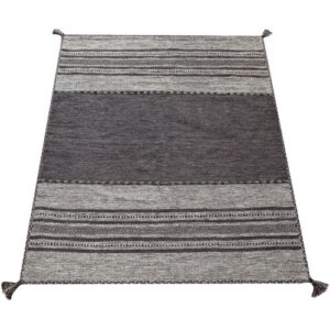 teppich.de Handwebteppich Kilian grau 160×220 cm Grau