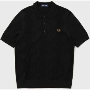 Fred Perry CABLE KNITTED SHIRT black S male