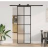 vidaXL Schiebetür mit Beschlag Schwarz 76×205 cm ESG-Glas Schwarz