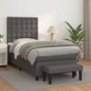 vidaXL Boxspringbett mit Matratze Grau 90×200 cm Kunstleder Grau