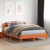 vidaXL Massivholzbett ohne Matratze Wachsbraun 160×200 Kiefernholz Braun