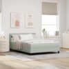 vidaXL LED Boxspringbett mit Kopfteil Hellgrau 140 x 200 cm Samt Grau