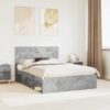 vidaXL Bettrahmen mit Kopfteil Beton 160 x 200 cm Massives Kiefernholz Grau