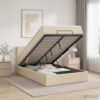 vidaXL Ottoman Bett mit Matratze mit Kopfteil Creme 120 x 190 cm Stoff Creme