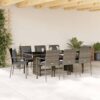 vidaXL 9-tlg. Garten-Essgruppe mit Kissen Grau Poly Rattan Grau