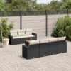 vidaXL 8-tlg. Garten-Sofagarnitur mit Kissen Schwarz Poly Rattan Schwarz