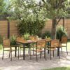 vidaXL Garten Essgruppe 7 stk. Schwarz und Braun Poly-Rattan Schwarz