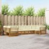 vidaXL Outdoor-Sofagarnitur 7 stk. Natur und Creme Massivholz Akazie Creme