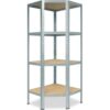shelfplaza HOME 155x80x50 cm Eckregal in verzinkt mit 4 Böden und 175 kg Traglast pro Boden