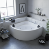 Indoor Whirlpool Eckbadewanne 155×155  cm, 13 Massagedüsen LED, Einbau für 1 Person, Glasfaser-Acryl, Caribia APOLLO Basic, Made in Germany