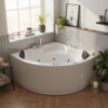 Indoor Whirlpool Eckbadewanne 130×130  cm, 13 Massagedüsen LED, Einbau für 2 Personen, Glasfaser-Acryl, Caribia RIO Basic, Made in Germany