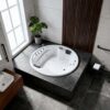 Indoor Whirlpool Badewanne 182×182 Rund cm, 18 Massagedüsen LED, rund oder eckig, Einbau, 2 Personen, Acryl, Caribia VIDAL XXL Basic, Made in Germany
