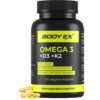 Body Ex® Omega 3 + D3 & K2 Kapseln, 100% vegan aus Algenöl, 120 Stück