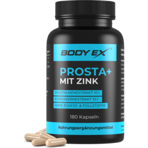 Exvital Body Ex® Prosta+, 180 Kapseln, hochdosiert mit Sägepalmenextrakt (600mg), Kürbiskernextrakt (400mg) & Zink, vegan