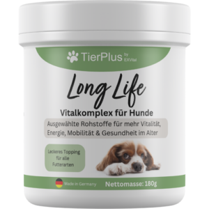 Long Life Vitalkomplex-Pulver für Hunde, mit Omega 3 Fettsäuren, Propolis & mehr, TierPlus von EXVital