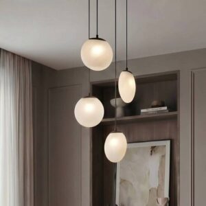 Glas Hängelampe Lunelle Lucande, dimmbar, für Wohn- / Esszimmer, Glas, Modern, Pendelleuchte