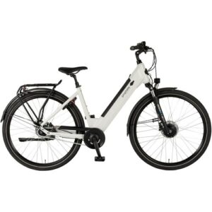 PROPHETE E-Bike City, »GENIESSER 2.0«, 28 Zoll, 7 Gänge, seidenmatt weiß – beige