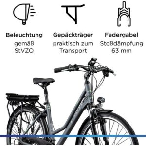 ZÜNDAPP E-Bike Trekking »Z802«, 28 Zoll, RH: 48 cm, 21-Gang – grau