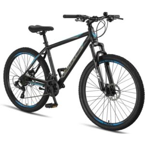 Licorne Bike GmbH Licorne Bike Guide Premium Mountainbike in 20, 24 und 26 Zoll – Fahrrad für Mädchen, Jungen, Herren und Damen – Shimano 21 Gang-Schaltung, Kinderfahrrad, Kinder Farbe:Schwarz/Blau;Zoll:27.5