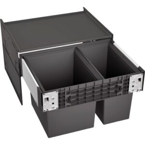 Mülltrennsystem BLANCO „Select II 60/2“, schwarz, B:40cm H:36cm T:57cm, Kunststoff, Mülleimer, Mülltrennsystem, Kunststoff, Stahlblech, 600 mm Untermass
