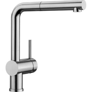 Küchenarmatur BLANCO „LINUS-S“, silber (edelstahl gebürstet), B:11cm H:28,4cm T:26,6cm, Messing, Armaturen, Hochdruck, mit ausziehbarem Auslauf