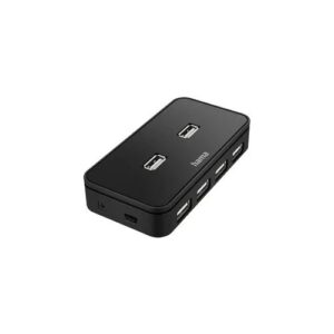 Hama 00200123 USB-Hub, 7 Ports, USB 2.0, 480 Mbit/s, inkl. Kabel und Netzteil