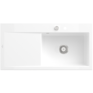 Villeroy und Boch Subway Style 60 Spüle 336102KG rechts, mit Ablaufgarnitur, Excenterbetätigung, 1000 x 510 mm, snow white CeramicPlus